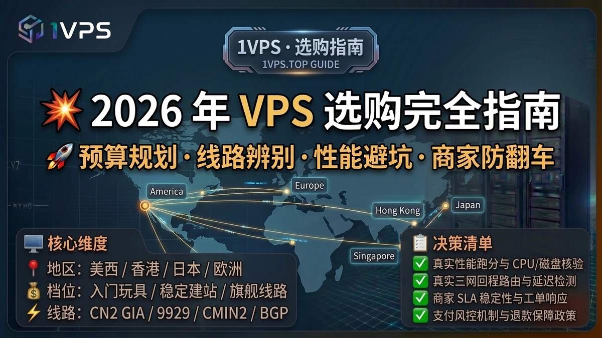 2026 年 VPS 选购方法：预算、线路、性能、流量与续费