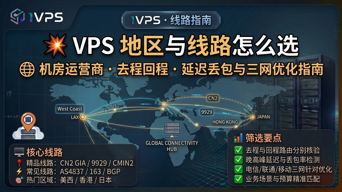 VPS 地区与线路怎么选：机房、运营商与去回程完整指南