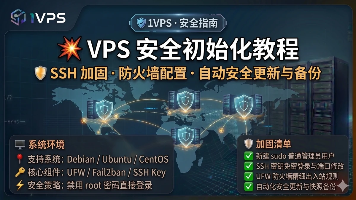 VPS 安全初始化教程：SSH、防火墙、自动更新与备份
